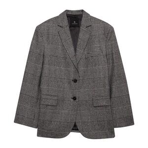 Anine Bing Quinn Black and Grey Plaid Blazer
